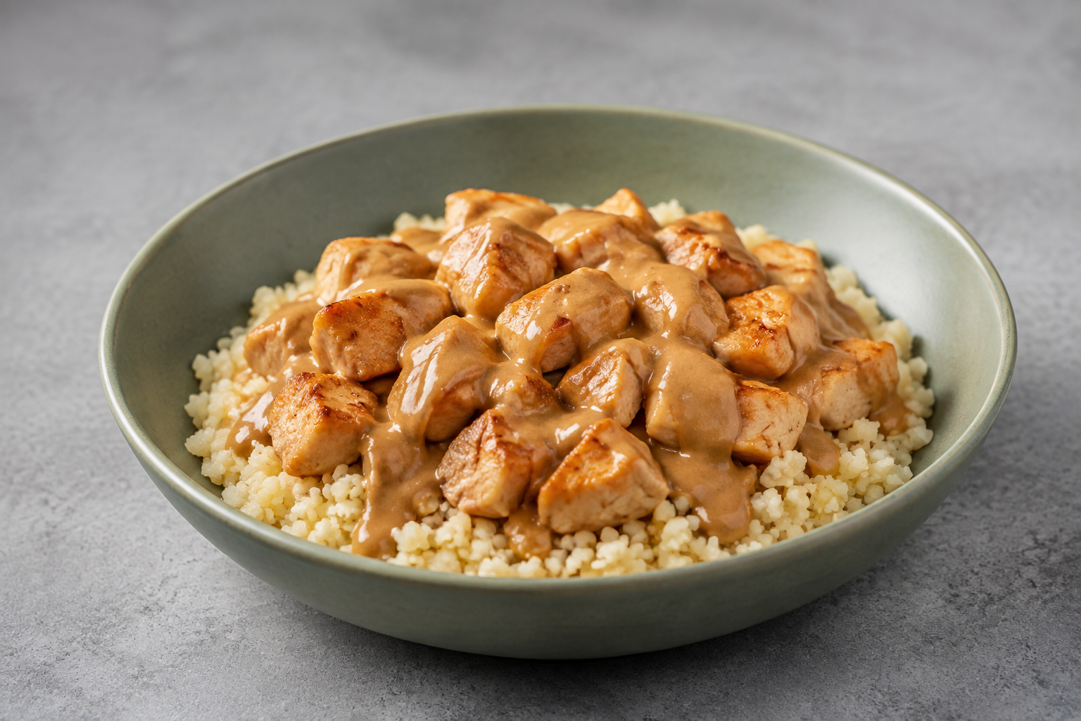 Blomkålsris-bowl med kylling og peanutsauce