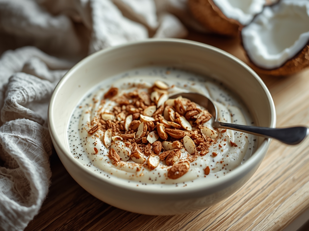 Chiagrød med kokosmælk og mandler