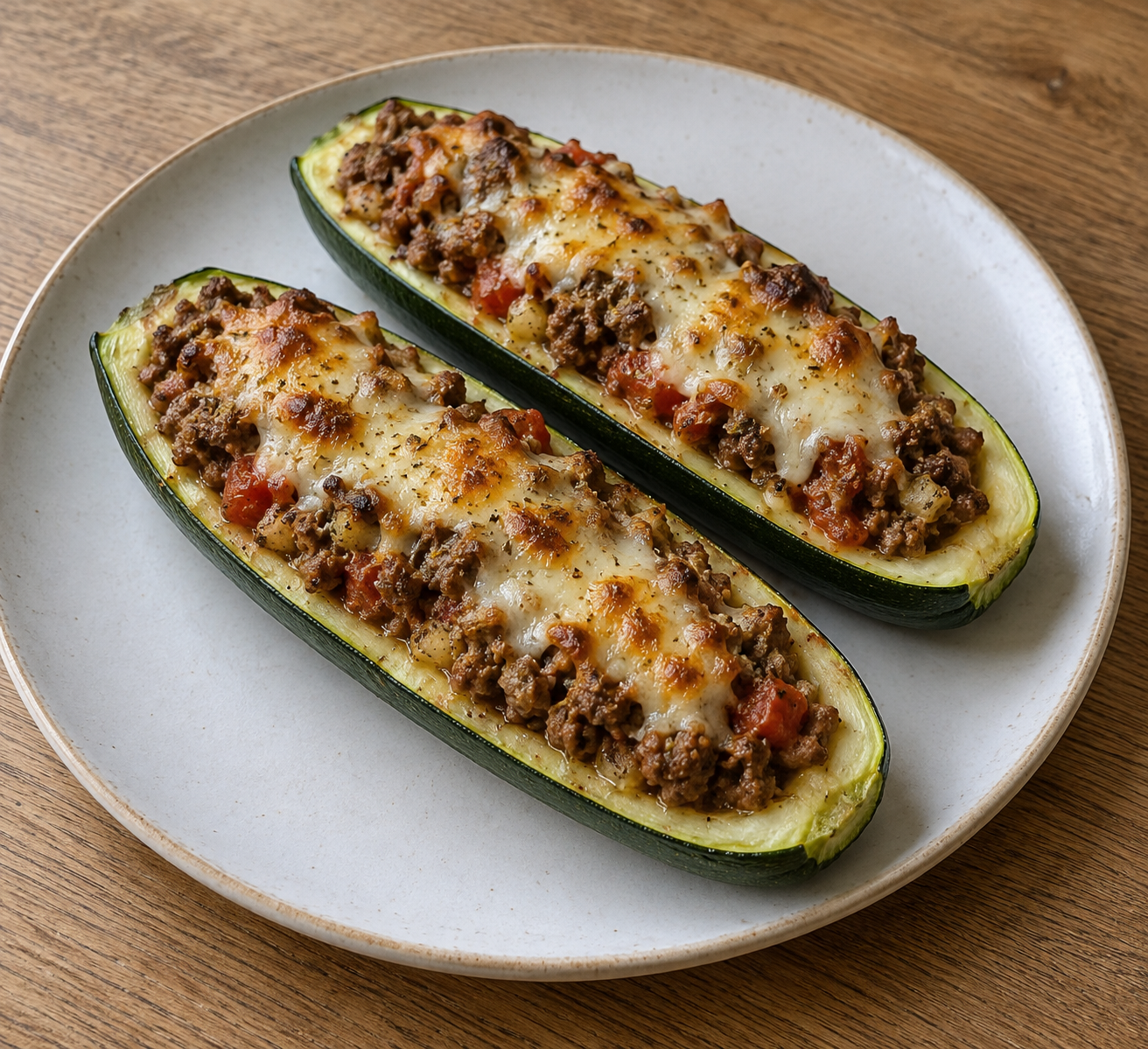 Fyldte squash med oksekød og mozzarella
