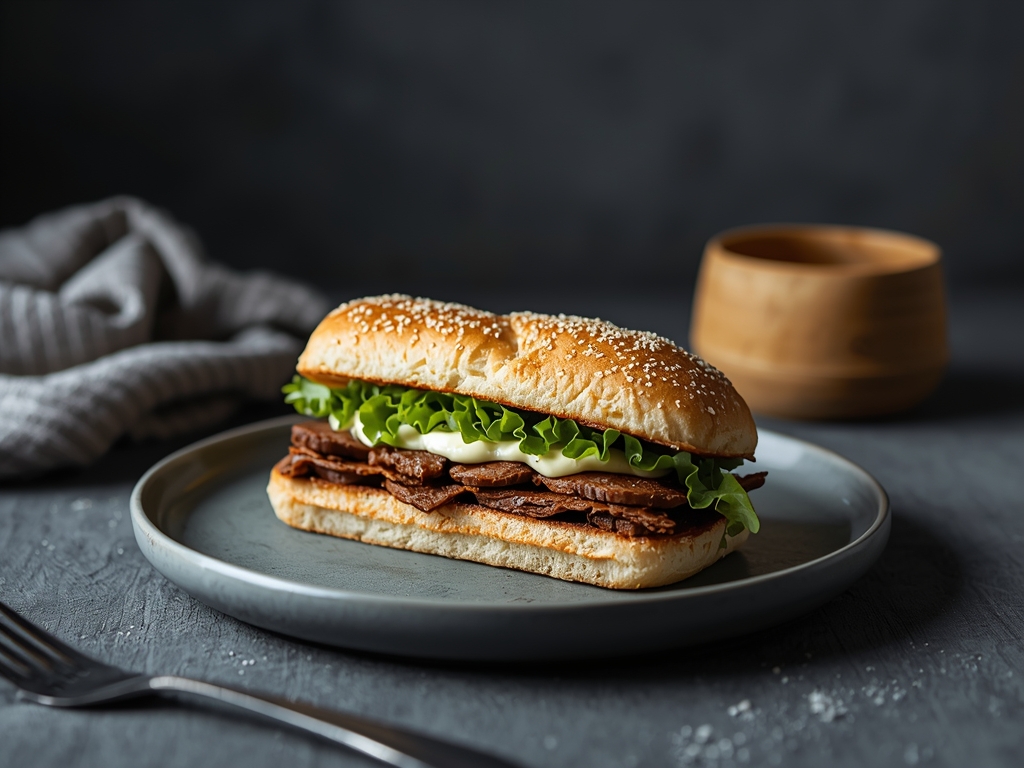 Rugbrødsfri sandwich med roastbeef