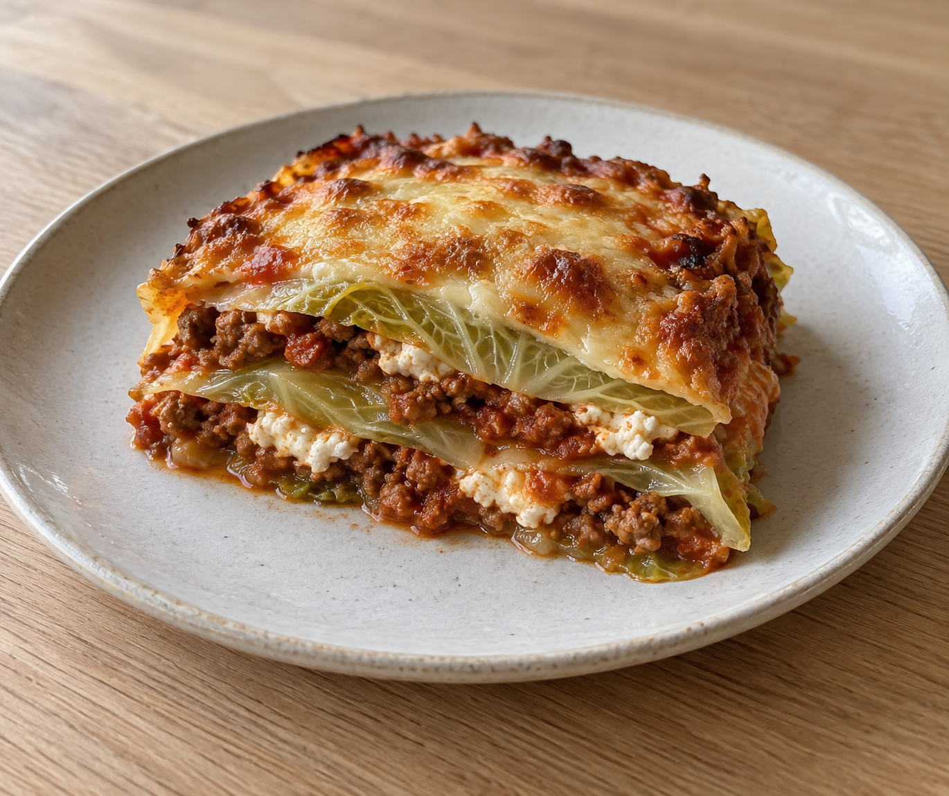 Spidskålslasagne med oksekød og ricotta