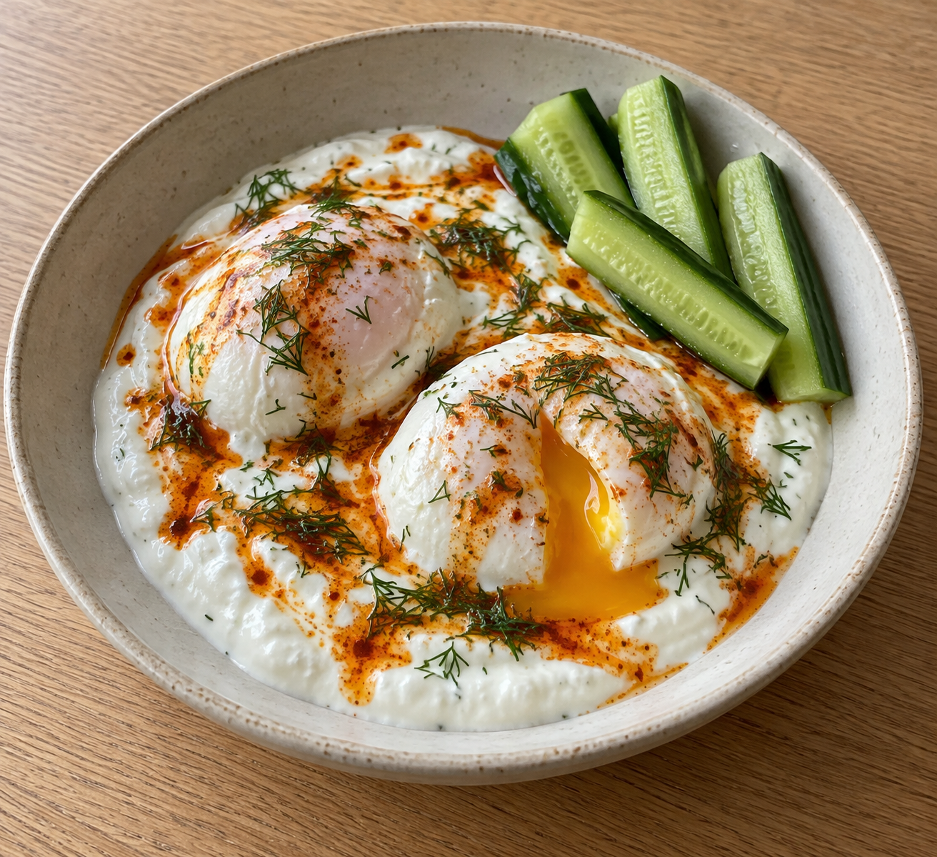 Tyrkiske æg med yoghurt og paprikasmør